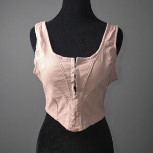 Roma Studio Stretchy Jean Corset/ Halter Top Light Wash By Rosee